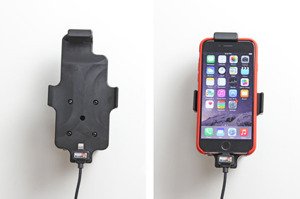 Uchwyt do Apple iPhone 8 w futerale z wbudowanym kablem USB oraz ładowarką samochodową