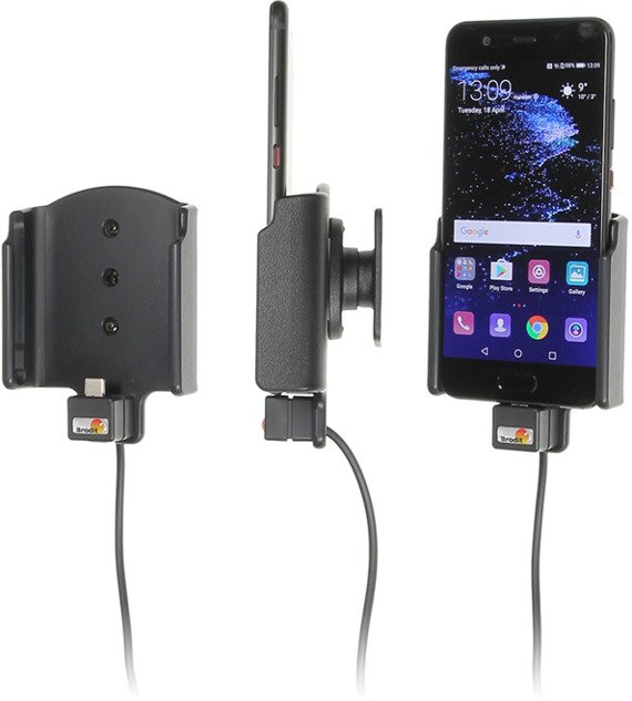 Uchwyt do Huawei P10 z wbudowanym kablem USB oraz ładowarką samochodową