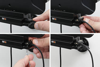 Uchwyt aktywny o wzmocnionej konstrukcji do Zebra ET40 8.0 z modułem komunikacyjno-ładującym i blokadą sprężynową.