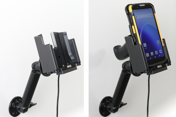 Aktywny uchwyt PogoPin do CipherLab RS38 w gumowym etui i z chwytem pistoletowym