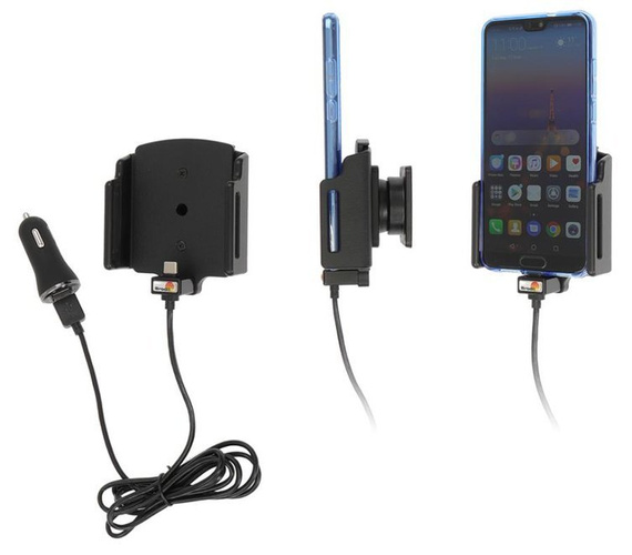 Uchwyt uniwersalny regulowany do Samsung Galaxy Note 20 Ultra bez futerału oraz w futerale lub etui o wymiarach: 75-89 mm (szer.), 2-10 mm (grubość) z wbudowanym kablem USB-C oraz ładowarką samochodową