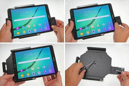 Uchwyt pasywny do tabletów gołych jak i w futerale regulowany w zakresie: 240-270 mm (szer.), 160-185 mm (wysokość), z wbudowaną blokadą sprężynową