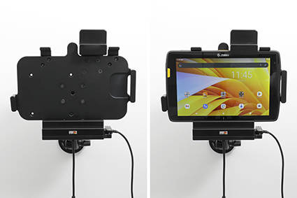 Uchwyt aktywny o wzmocnionej konstrukcji do Zebra ET40 8.0 z modułem komunikacyjno-ładującym i blokadą sprężynową.