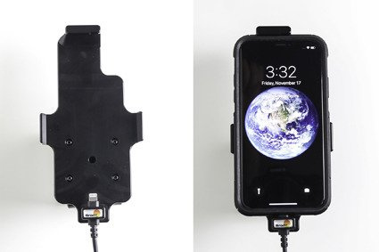 Uchwyt do Apple iPhone Xs w futerale z wbudowanym kablem USB oraz ładowarką samochodową