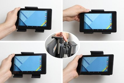 Uchwyt regulowany pasywny do tabletów gołych jak i w futerale o wymiarach: 120-150 mm (szer.), do 25 mm (grubość)