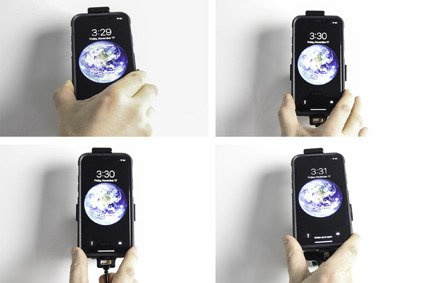 Uchwyt do Apple iPhone X w futerale z wbudowaną ładowarką samochodową do instalacji na stałe