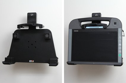 Uchwyt do Getac RX10 z blokadą sprężynową na kluczyk.