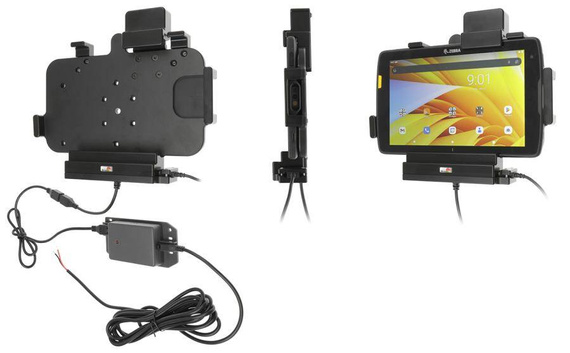 Uchwyt aktywny o wzmocnionej konstrukcji do Zebra ET45 8.0 z modułem komunikacyjno-ładującym i blokadą sprężynową.