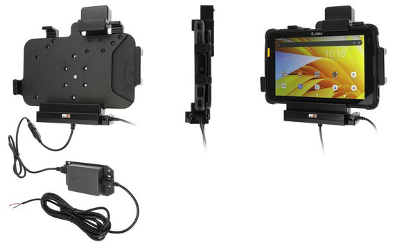 Uchwyt aktywny o wzmocnionej konstrukcji do Zebra ET45 8.0 z modułem komunikacyjno-ładującym i blokadą sprężynową.