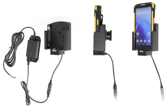 Aktywny uchwyt PogoPin do stałego montażu na CipherLab RS38 w gumowym etui