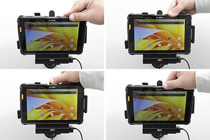 Uchwyt aktywny o wzmocnionej konstrukcji do Zebra ET40 8.0 z modułem komunikacyjno-ładującym.