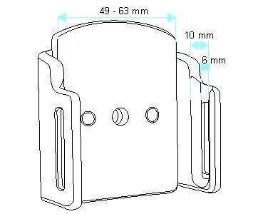 Uchwyt uniwersalny pasywny do smartfonów do telefonu bez futerału oraz w futerale lub etui o wymiarach: 49-63 mm (szer.), 6-10 mm (grubość)