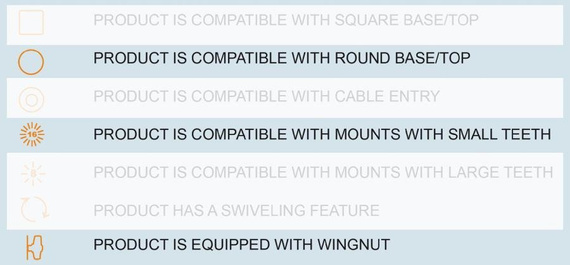 Okrągła podstawa montażowa o długości 164 mm i średnicy 64 mm