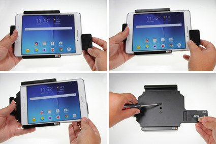 Uchwyt pasywny do tabletów gołych jak i w futerale regulowany w zakresie: 210-243 mm (szer.), 136-164 mm (wysokość), z wbudowaną blokadą sprężynową