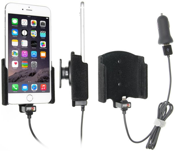 Uchwyt do Apple iPhone 8 Plus z wbudowanym kablem USB oraz ładowarką samochodową