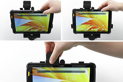 Uchwyt aktywny o wzmocnionej konstrukcji do Zebra ET45 10.0 z blokadą sprężynową.