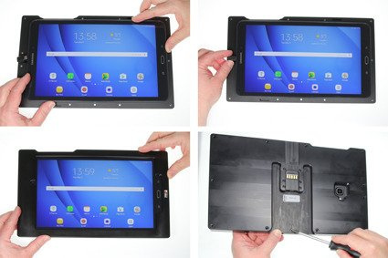 Brodit ochronna obudowa aktywna w wersji z kablem USB i ładowarką samochodową do Samsung Galaxy Tab A 10.1 (2016) SM-T580/SM-T585 z systemem adaptacyjnym Active MultiMoveClip