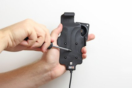 Uchwyt do Apple iPhone 7 w futerale z wbudowaną ładowarką samochodową do instalacji na stałe