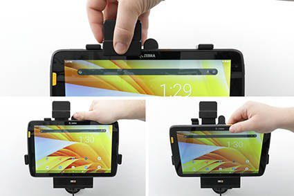 Uchwyt aktywny o wzmocnionej konstrukcji do Zebra ET45 10.0 z blokadą sprężynową.