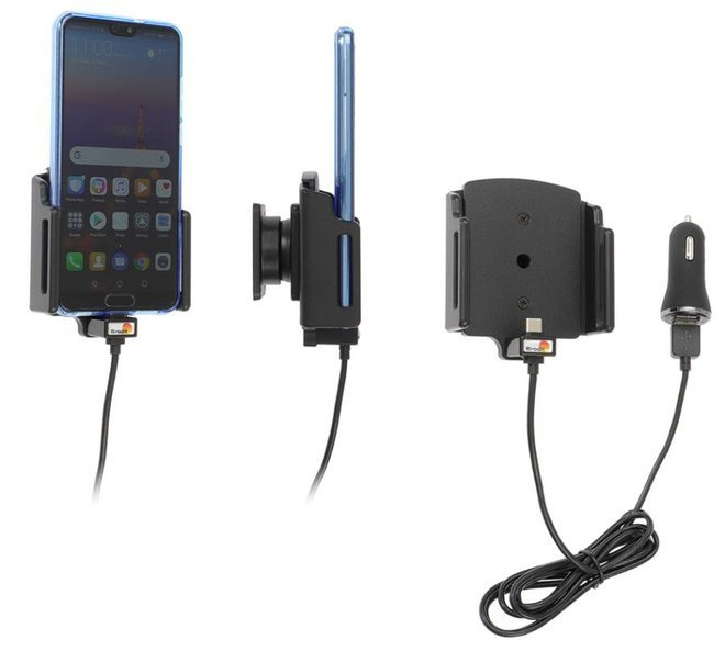 Uchwyt uniwersalny regulowany do Samsung Galaxy Note 20 Ultra bez futerału oraz w futerale lub etui o wymiarach: 70-83 mm (szer.), 2-10 mm (grubość) z wbudowanym kablem USB-C oraz ładowarką samochodową