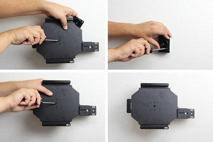 Uchwyt pasywny do tabletów gołych jak i w futerale regulowany w zakresie: 240-270 mm (szer.), 160-185 mm (wysokość), z blokadą na kluczyk