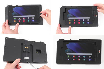 Brodit ochronna obudowa z adapterem Molex do profesjonalnego montażu do Samsung Galaxy Tab Active 2 SM-T390/SM-T395 z systemem adaptacyjnym Active MultiMoveClip