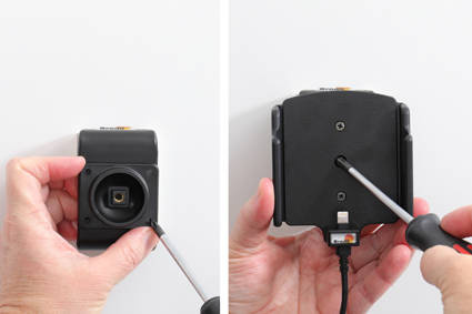 Uchwyt aktywny do stałej instalacji do Apple iPhone 12 Pro Max w futerale lub bez o wymiarach: 75-89 mm (szer.), 6-10 mm (grubość).