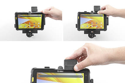 Uchwyt pasywny o wzmocnionej konstrukcji do Zebra ET40 8.0 z blokadą sprężynową.