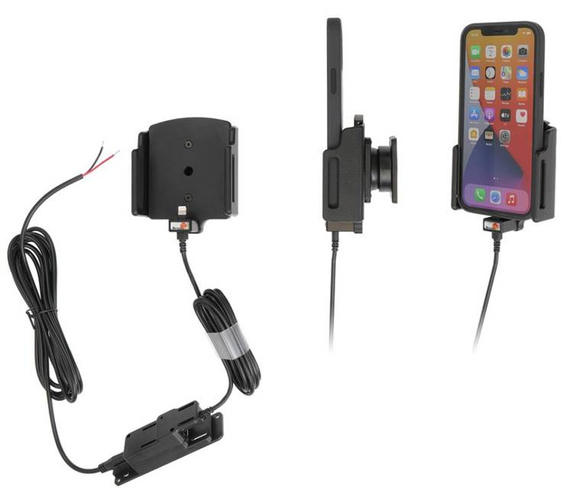 Uchwyt aktywny do stałej instalacji do Apple iPhone 13 Pro Max w futerale lub bez o wymiarach: 75-89 mm (szer.), 6-10 mm (grubość).