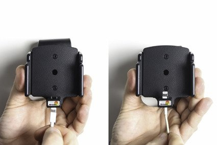 Uchwyt regulowany do Apple iPhone Xs w futerale o wymiarach: 70-83 mm (szer.), 2-10 mm (grubość) z możliwością wpięcia kabla lightning USB-C