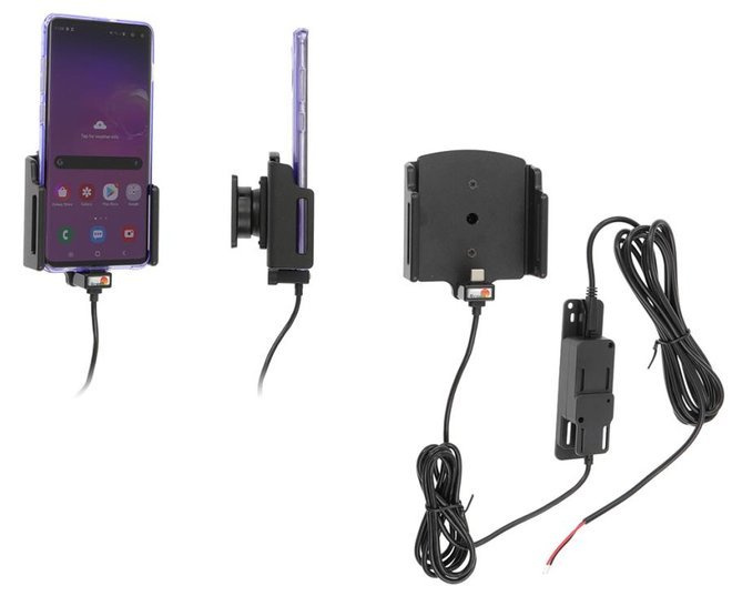 Uchwyt uniwersalny aktywny do instalacji na stałe do Samsung Galaxy S22+ bez futerału oraz w futerale lub etui o wymiarach: 75-89 mm (szer.), 2-10 mm (grubość)