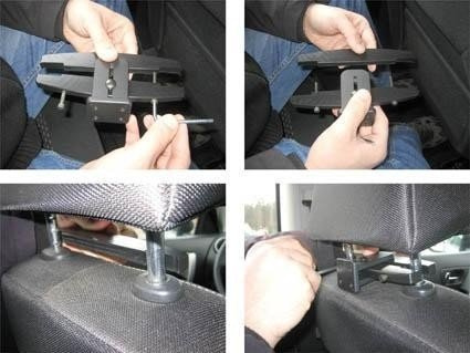 Uchwyt na zagłówek do samochodu | 811020 - Uniwersalna baza mocowania do zagłówka z rozstawem prętów: 123 mm - 183 mm