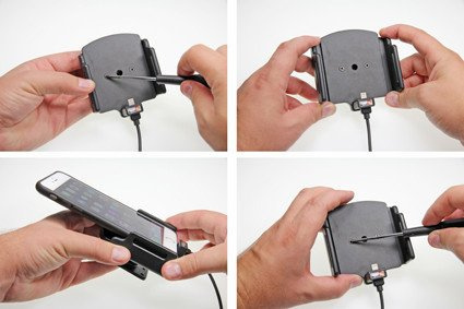 Uchwyt aktywny z kablem USB do Apple iPhone X w cienkim futerale