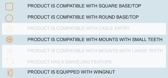 Podstawa montażowa o długości 164 mm i średnicy 64 mm oraz wymiarach 50x50 mm