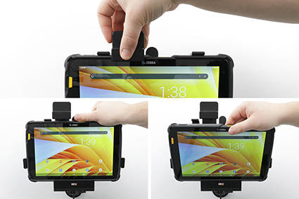 Uchwyt aktywny o wzmocnionej konstrukcji do Zebra ET40 10.0 z blokadą sprężynową.