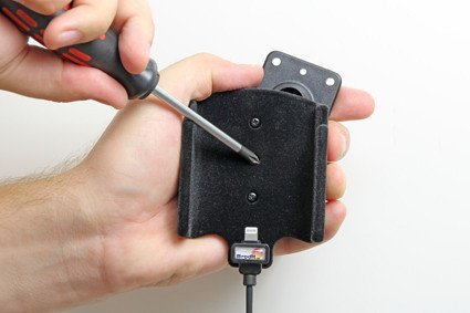 Uchwyt do Apple iPhone 7 z wbudowaną ładowarką samochodową do instalacji na stałe