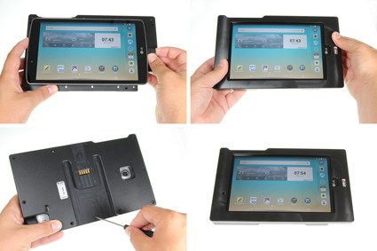 Brodit ochronna obudowa aktywna w wersji z adapterem Molex do profesjonalnego montażu do LG G Pad F 8.0 z systemem adaptacyjnym Active MultiMoveClip