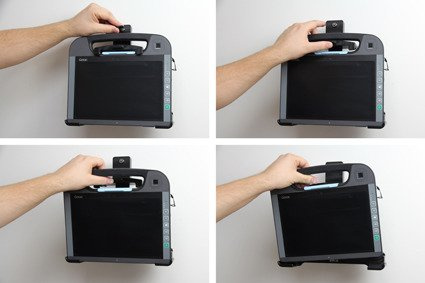 Uchwyt do Getac RX10 z blokadą sprężynową na kluczyk.