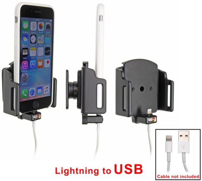 Uchwyt regulowany do Apple iPhone X w futerale lub obudowie o wymiarach: 62-77 mm (szer.), 2-10 mm (grubość) z możliwością wpięcia kabla lightning USB