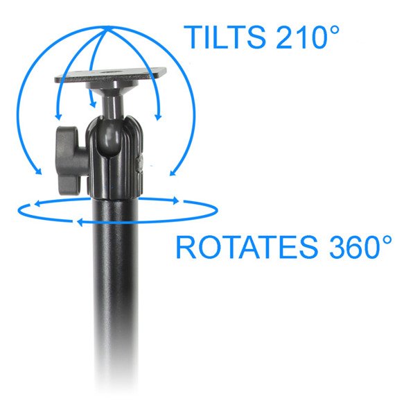 Brodit aluminiowe podwójne ramię montażowe 165 mm o dużej wytrzymałości z regulacją 360° kwadratową podstawą oraz MultiMoveClip 