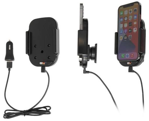 Uchwyt indukcyjny dedykowany do Apple iPhone 12 Pro z wbudowanym kablem USB oraz ładowarką samochodową