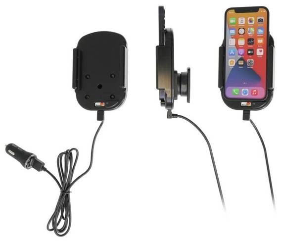 Uchwyt indukcyjny dedykowany do Apple iPhone 12 mini z wbudowanym kablem USB oraz ładowarką samochodową