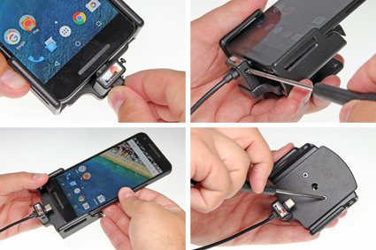 Uchwyt regulowany do Huawei P30 PRO bez futerału oraz w futerale lub etui o wymiarach: 62-77 mm (szer.), 6-10 mm (grubość) z wbudowanym kablem USB-C oraz ładowarką samochodową
